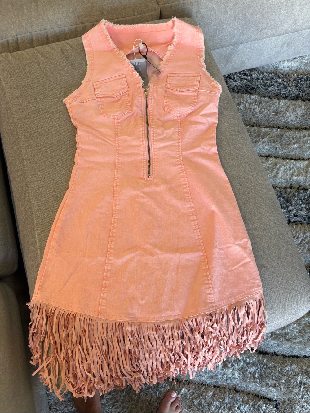 OYROSY NWT Sleeveless Pink Fringe Mini Dress